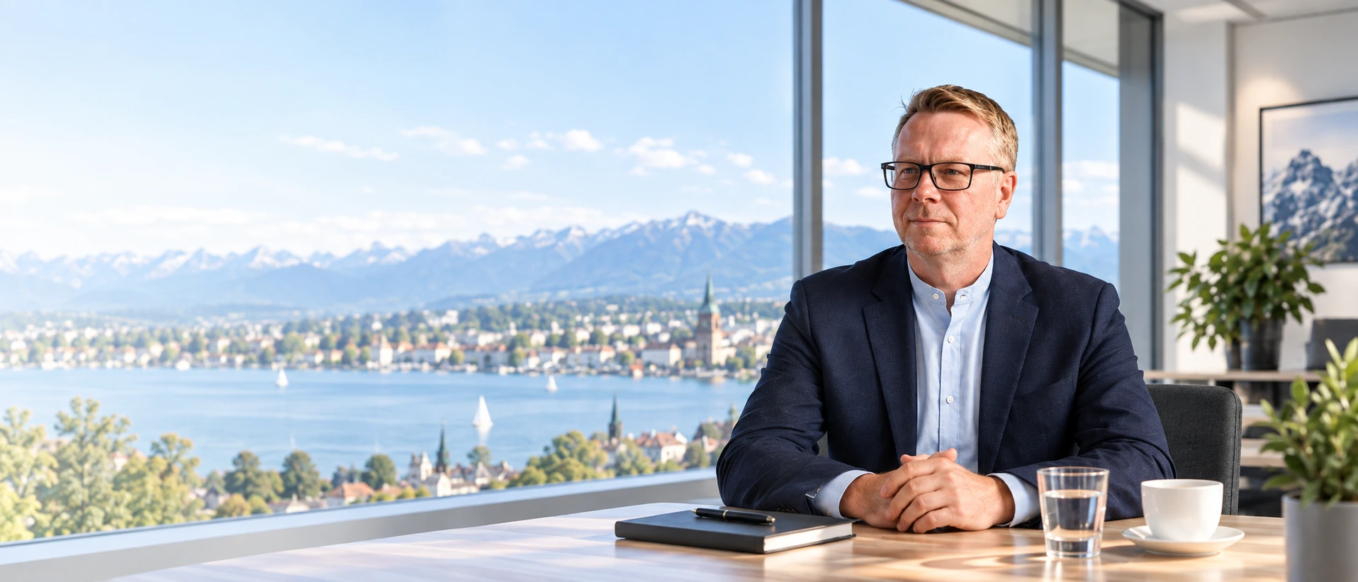Raiko Lehmann in einem Schweizer Büro mit Blick auf den betrieblichen Arbeitskontext